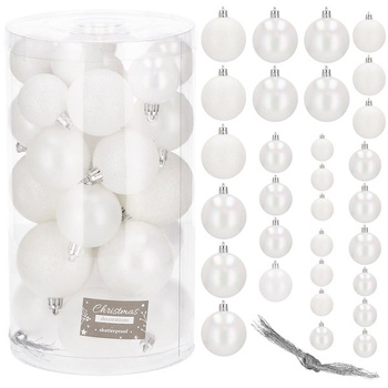 Bombki choinkowe 30 szt. ozdoby świąteczne biały
