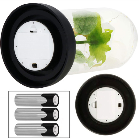 Wieczna róża w szklanym kloszu 21 cm świecąca dekoracja LED sztuczny kwiat biały