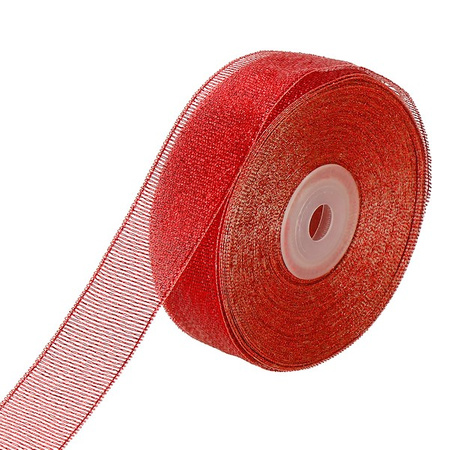 Wstążka dekoracyjna czerwona do kokard 22m taśma