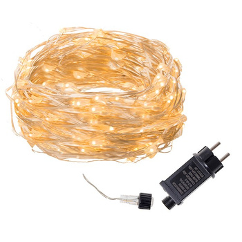 Lampki choinkowe 100 LED druciki mikro na prąd białe ciepłe