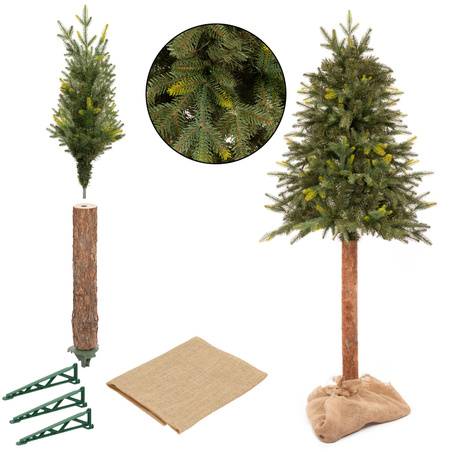 Choinka sztuczna na pniu jak żywa 150 cm świerk naturalny nowoczesny