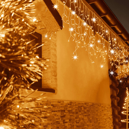 Kurtyna świetlna 500 led girlanda, lampki wewnętrzno-zewnętrzne sople zimny biały + ciepły biały flash