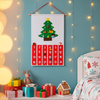 Kalendarz adwentowy na ścianę z 24 okienkami 10 ozdobami na choinkę, dekoracja świąteczna