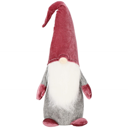 Skrzat 55cm ozdoba świąteczna, krasnal świąteczny, gnom welur brudny róż