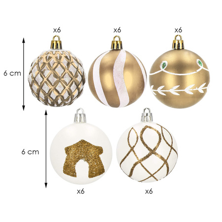 Bombki choinkowe 30 szt. złoty 6 cm zestaw choinkowy