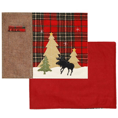 Podkładki na stół świąteczne 6 szt. 44x33cm mata czerwona z reniferem