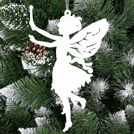 Zawieszka na choinkę wróżki 3 szt. ozdoba świąteczna 14,5 cm biały brokat