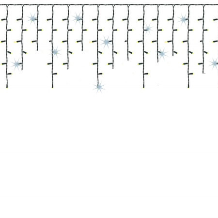 Kurtyna świetlna 300 led girlanda, lampki zewnętrzne sople ciepły biały + flash
