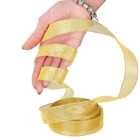 Wstążka dekoracyjna złota do kokard 22m taśma