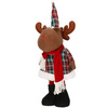 Renifer 50-65cm ozdoba świąteczna, krasnal świąteczny na teleskopowych nóżkach w kratkę