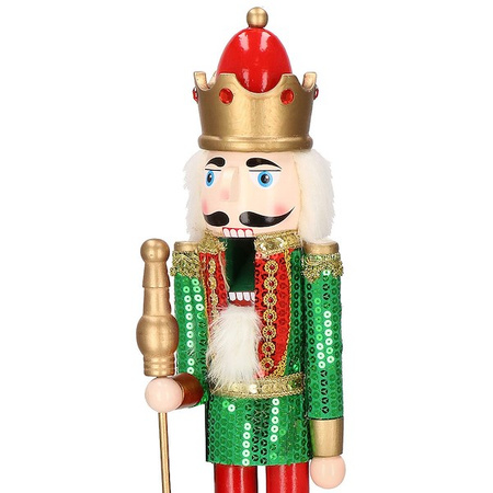 Dziadek do orzechów 50 cm drewniany żołnierzyk z cekinami, figurka świąteczna