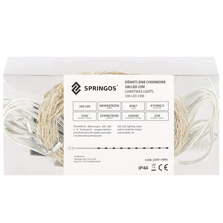 Lampki choinkowe 200 LED druciki na prąd białe zimne