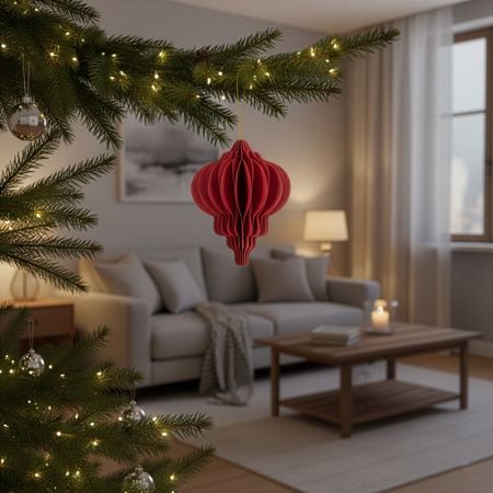 Bombki z papieru 6 szt. ozdoby choinkowe zawieszki świąteczne 12,5 cm rozkładane, czerwone