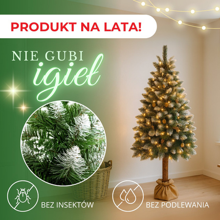 Choinka na pniu 160 cm sztuczna sosna diamentowa ośnieżona jak żywa