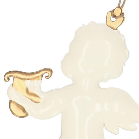 Świąteczne zawieszki 7cm metalowe aniołki zestaw 3 szt. kremowy