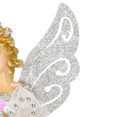 Zawieszka choinkowa aniołek 20cm świąteczna ozdoba srebrny brokat, cekiny