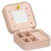 Kufer, szkatułka na biżuterię ekoskóra 10x10x5 cm różowy organizer z przegródkami