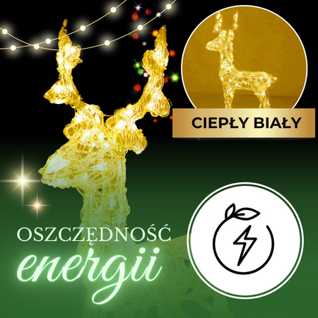 Renifer Led świąteczny 100 LED świetlna dekoracja biały ciepły