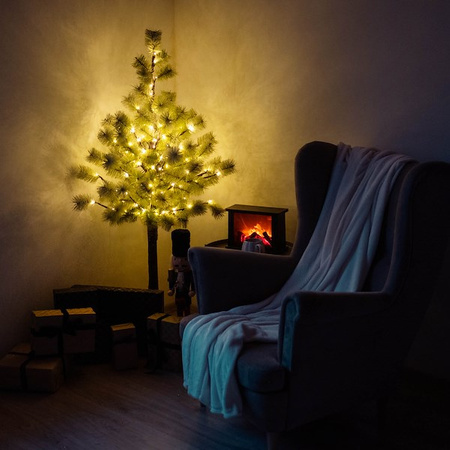 Sztuczne drzewko na pniu z oświetleniem LED 150 cm choinka świąteczna, ośnieżona