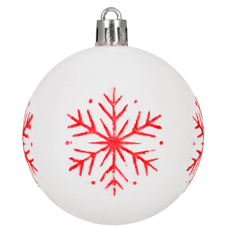 Dekoracje choinkowe, bombki matowe 12 szt. 7 cm ozdoby świąteczne z wzorami, białe