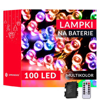 Lampki na choinke 10 m oświetlenie świąteczne 100 LED z pilotem, 8 funkcji świecenia, multikolor