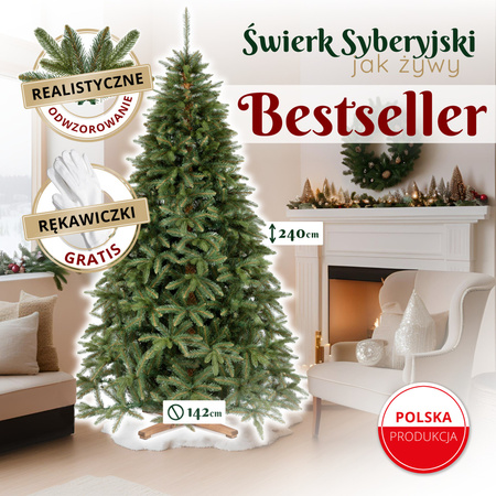 Choinka sztuczna Premium Royal Trees 240 cm świerk syberyjski z stojakiem, drzewko PE