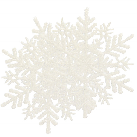 Zawieszki na choinkę śnieżynki 12 szt. ozdoba świąteczna 10,5 cm biały brokat