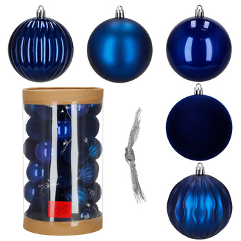 Bombki choinkowe 36 szt. komplet ozdób świątecznych zawieszki nietłukące, granatowe