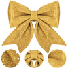 Kokardka świąteczna na choinkę 20 cm brokatowa zawieszka choinkowa złota
