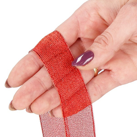 Wstążka dekoracyjna czerwona do kokard 22m taśma