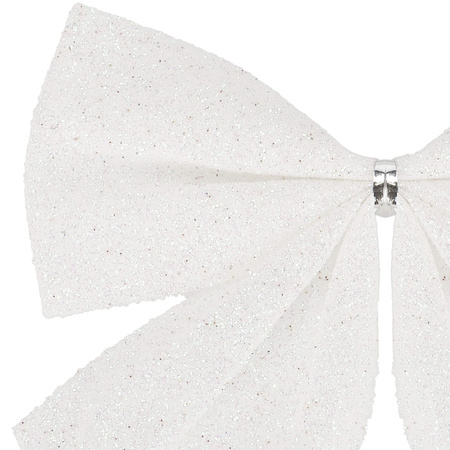 Kokardki świąteczne na choinkę 6 szt. brokatowe zawieszki choinkowe białe