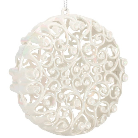 Zawieszka choinkowa kremowa okrągła dekoracja na choinkę 9 cm