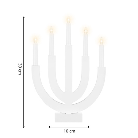 Świecznik adwentowy z 5 świecami Led bożonarodzeniowy świąteczny na baterie biały