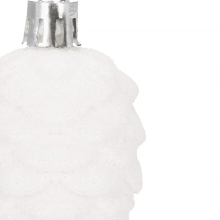 Zawieszka na choinkę szyszki 3 szt. ozdoba świąteczna 7 cm biały brokat