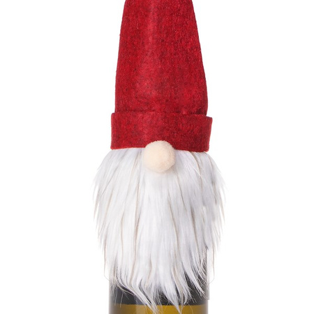 Pokrowiec na butelkę, świąteczny skrzat na wino czerwony