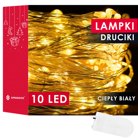 Lampki choinkowe 10 Led na baterie ciepły biały