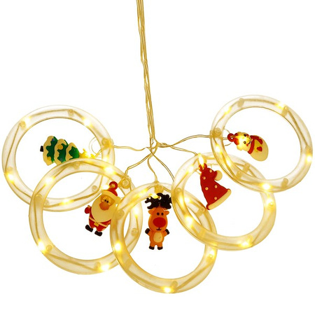 Kurtyna świetlna 110 led girlanda, lampki bombki z figurkami biały ciepły na USB