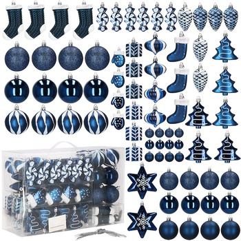 Bombki choinkowe 77 szt. granatowy zestaw choinkowy
