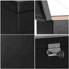 Kufer, szkatułka na biżuterię ekoskóra 16x16x11 cm czarny z szufladą i lusterkiem
