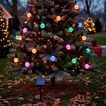 Lampki choinkowe solarne żarówki 15 Led oświetlenie zewnętrzne 10,5 m multikolor