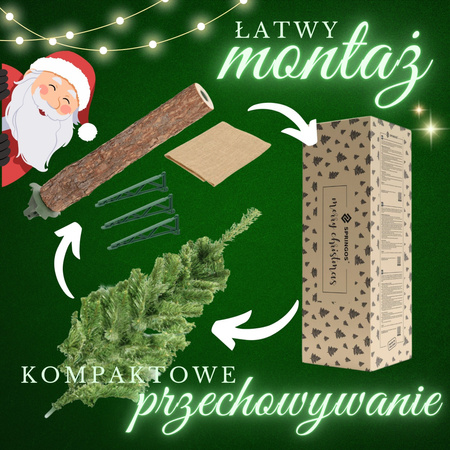 Choinka na pniu sztuczna 180 cm sosna jak żywa gęsta premium