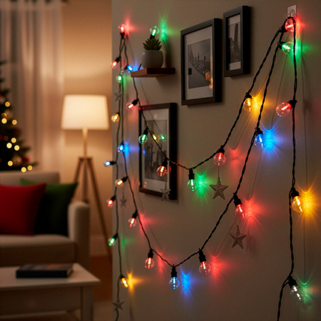 Lampki choinkowe LED żarówki 20 Led oświetlenie zewnętrzne girlanda 13 m multikolor