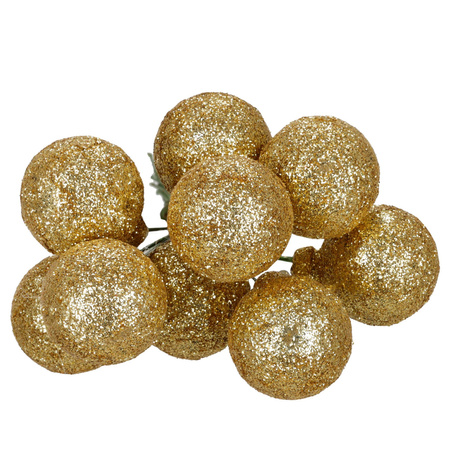 Mini bombki choinkowe na druciku, ozdoba do stroika 54 szt. złote