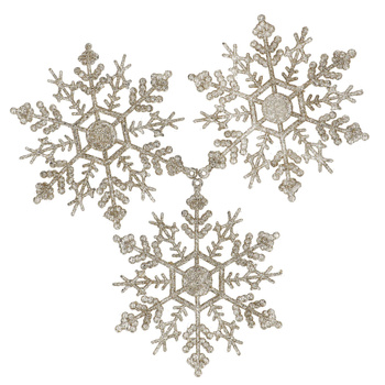 Zawieszka na choinkę śnieżynki 3 szt. ozdoba świąteczna 12 cm srebrny brokat