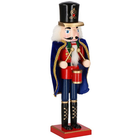 Dziadek do orzechów 38 cm drewniany żołnierzyk z peleryną multikolor, figurka świąteczna