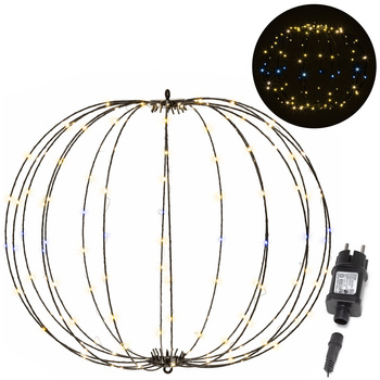 Kula świąteczna do ogrodu 160 LED bombka IP44 ciepły biały + biały flash