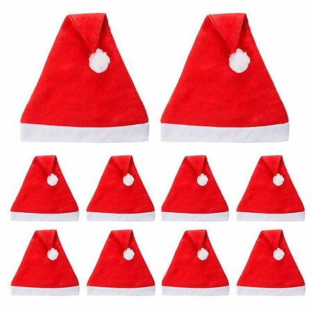 Czapka Mikołaja 10 szt. mikołajki strój czerwona