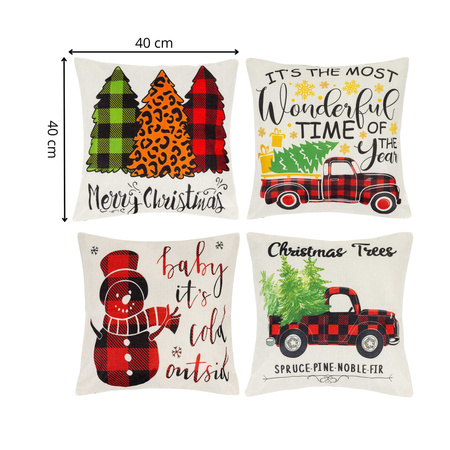 Świąteczki poszewki 40x40cm 4 szt. zestaw na poduszkę jaśka dekoracyjne bożonarodzeniowe