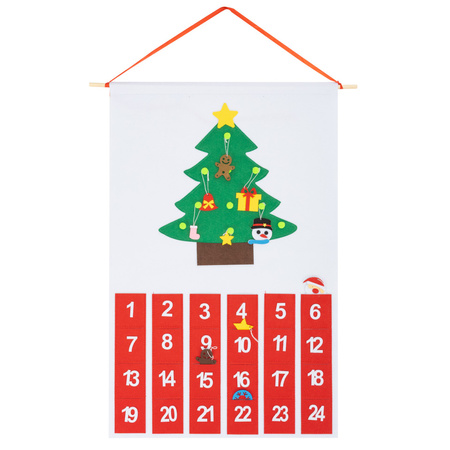 Kalendarz adwentowy na ścianę z 24 okienkami 10 ozdobami na choinkę, dekoracja świąteczna