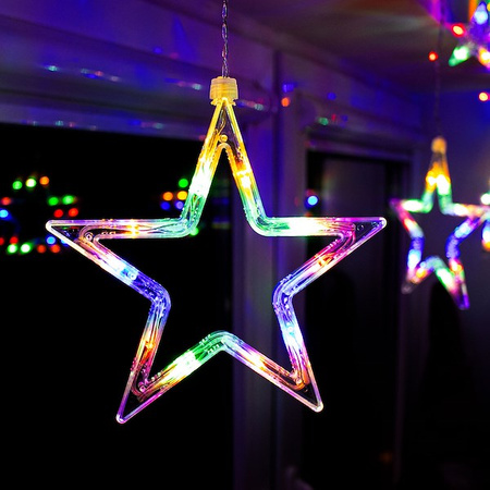 Kurtyna świetlna multikolor 92 Led lampki wewnętrzno-zewnętrzne gwiazdy z programatorem